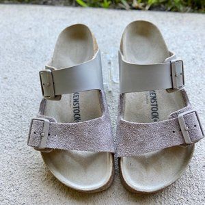 $140 Birkenstock Arizona Gray Taupe Sandal 6-6.5 Women